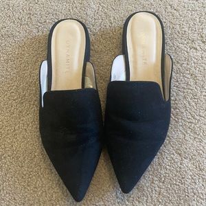 Black suede mules